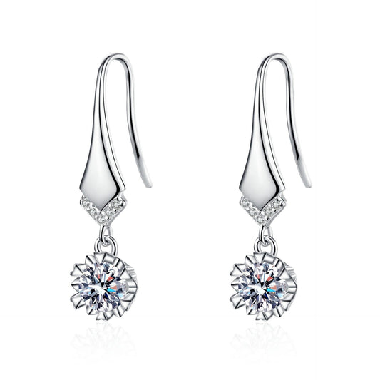 18K WHITE GOLD PLATED VVS1 DIAMOND MOISSANITE - SNOW FLAKE EARRINGS