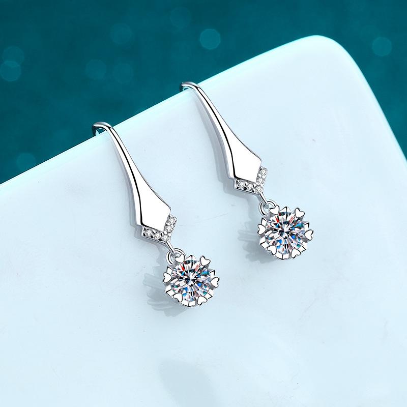 18K WHITE GOLD PLATED VVS1 DIAMOND MOISSANITE - SNOW FLAKE EARRINGS