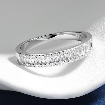 18K WHITE GOLD PLATED VVS1 DIAMOND MOISSANITE - HALF ETERNITY RING