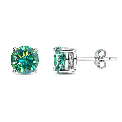 18K WHITE GOLD PLATED VVS1 GREEN MOISSANITE - GREEN EARRINGS