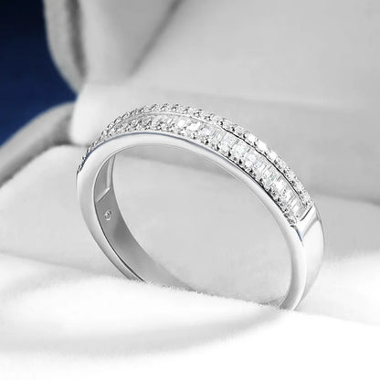 18K WHITE GOLD PLATED VVS1 DIAMOND MOISSANITE - HALF ETERNITY RING