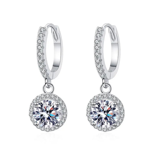 18K WHITE GOLD PLATED VVS1 DIAMOND MOISSANITE - BLISS EARRINGS