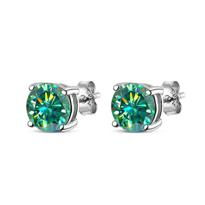 18K WHITE GOLD PLATED VVS1 GREEN MOISSANITE - GREEN EARRINGS