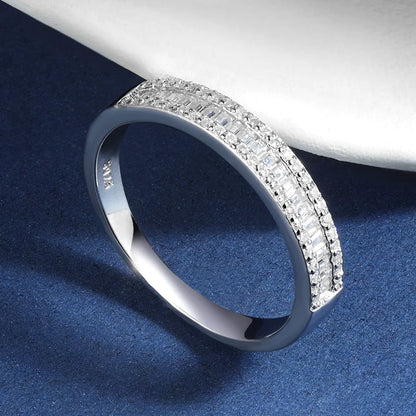 18K WHITE GOLD PLATED VVS1 DIAMOND MOISSANITE - HALF ETERNITY RING