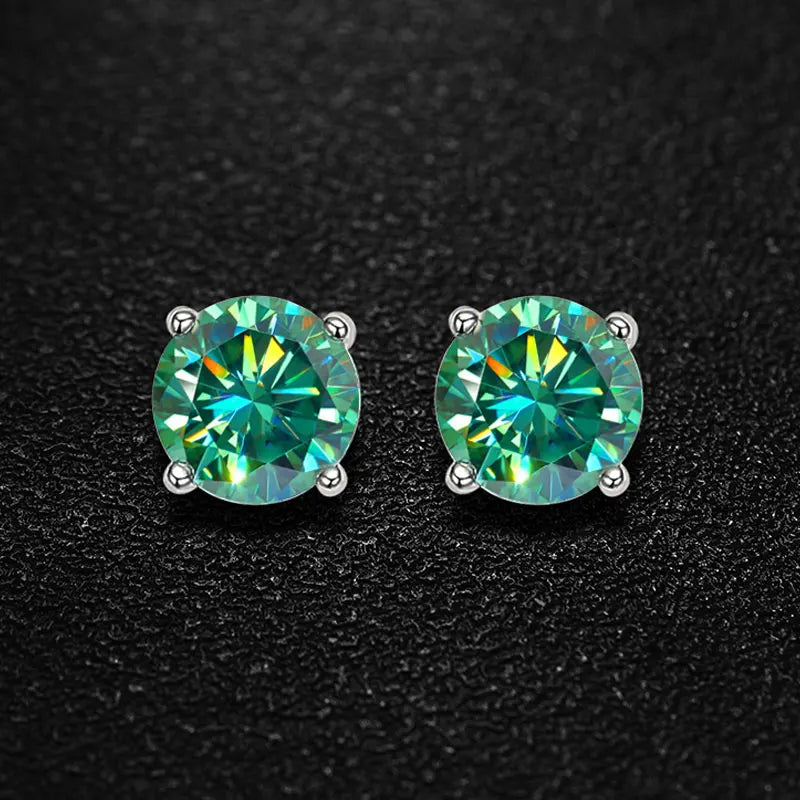 18K WHITE GOLD PLATED VVS1 GREEN MOISSANITE - GREEN EARRINGS