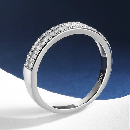 18K WHITE GOLD PLATED VVS1 DIAMOND MOISSANITE - HALF ETERNITY RING