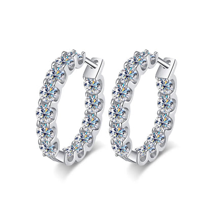 18K WHITE GOLD PLATED VVS1 DIAMOND MOISSANITE - GEO HOOPS EARRINGS