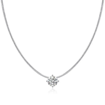 18K WHITE GOLD PLATED VVS1 MOISSANITE - SOLITAIRE GEM NECKLACE