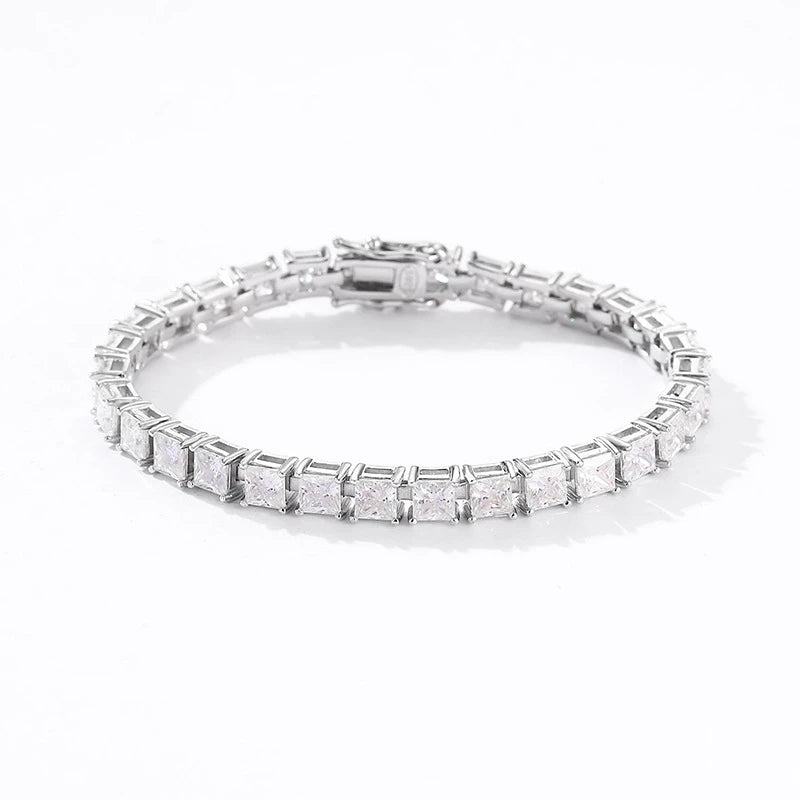 18K WHITE GOLD PLATED VVS1 DIAMOND MOISSANITE - PRINCESS CUT BRACELET