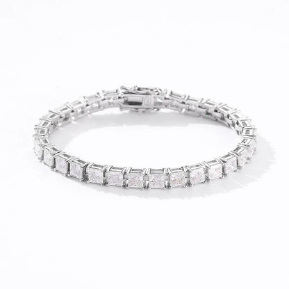 18K WHITE GOLD PLATED VVS1 DIAMOND MOISSANITE - PRINCESS CUT BRACELET