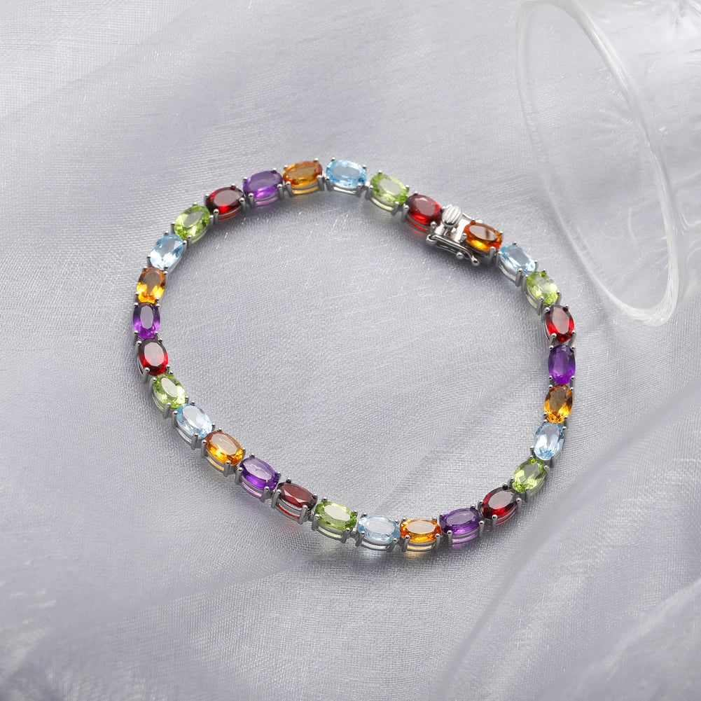 NATURAL GEMSTONE COLOURFUL RIVIERA - GALAXY BRACELET