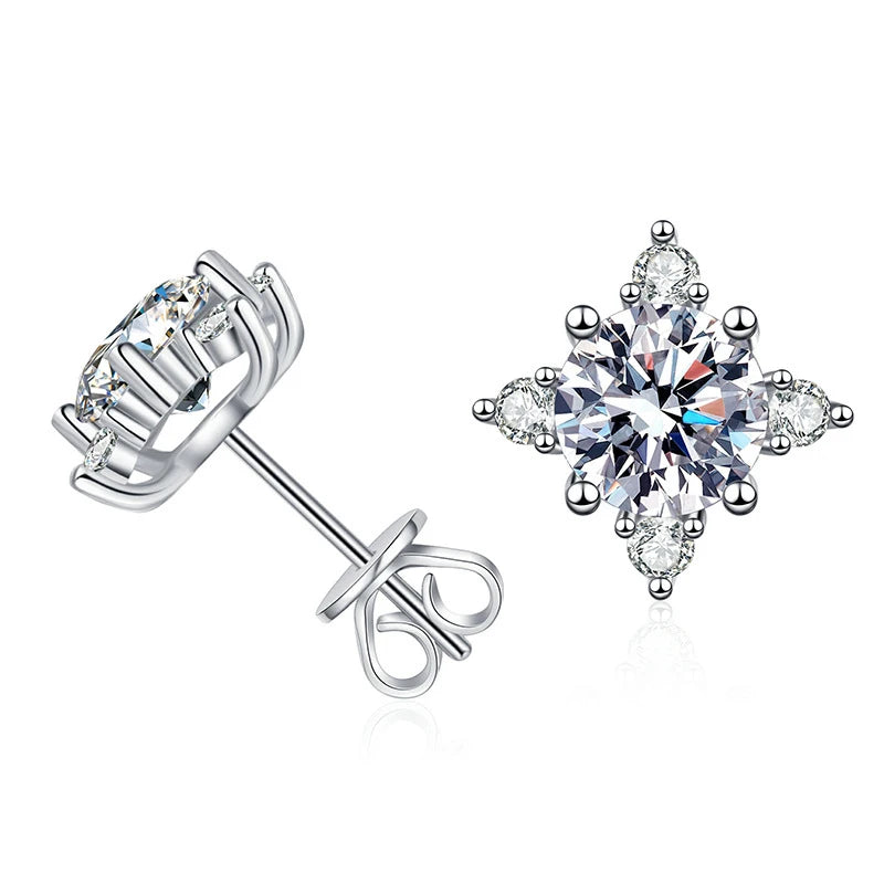 18K WHITE GOLD PLATED VVS1 DIAMOND MOISSANITE - STAR II EARRINGS