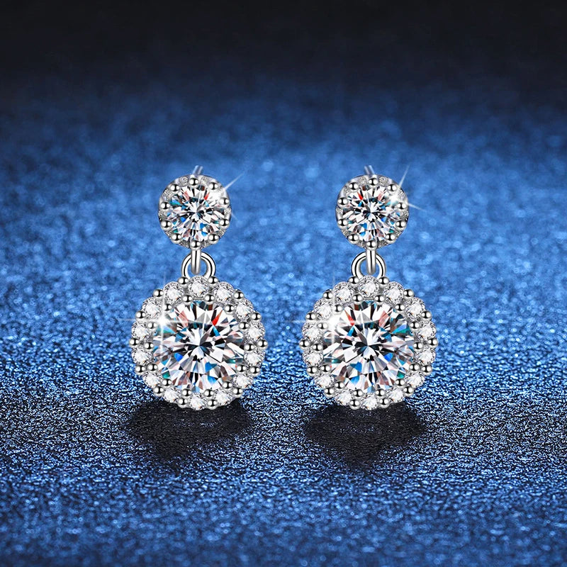 18K WHITE GOLD PLATED VVS1 DIAMOND MOISSANITE - STARLIGHT EARRINGS