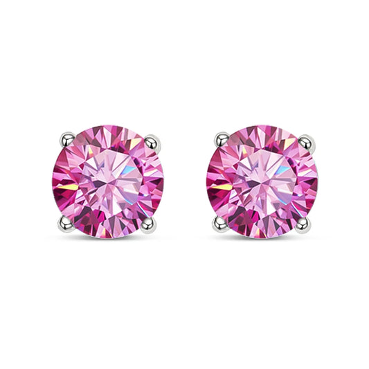 18K WHITE GOLD PLATED VVS1 PINK MOISSANITE - PINK EARRINGS