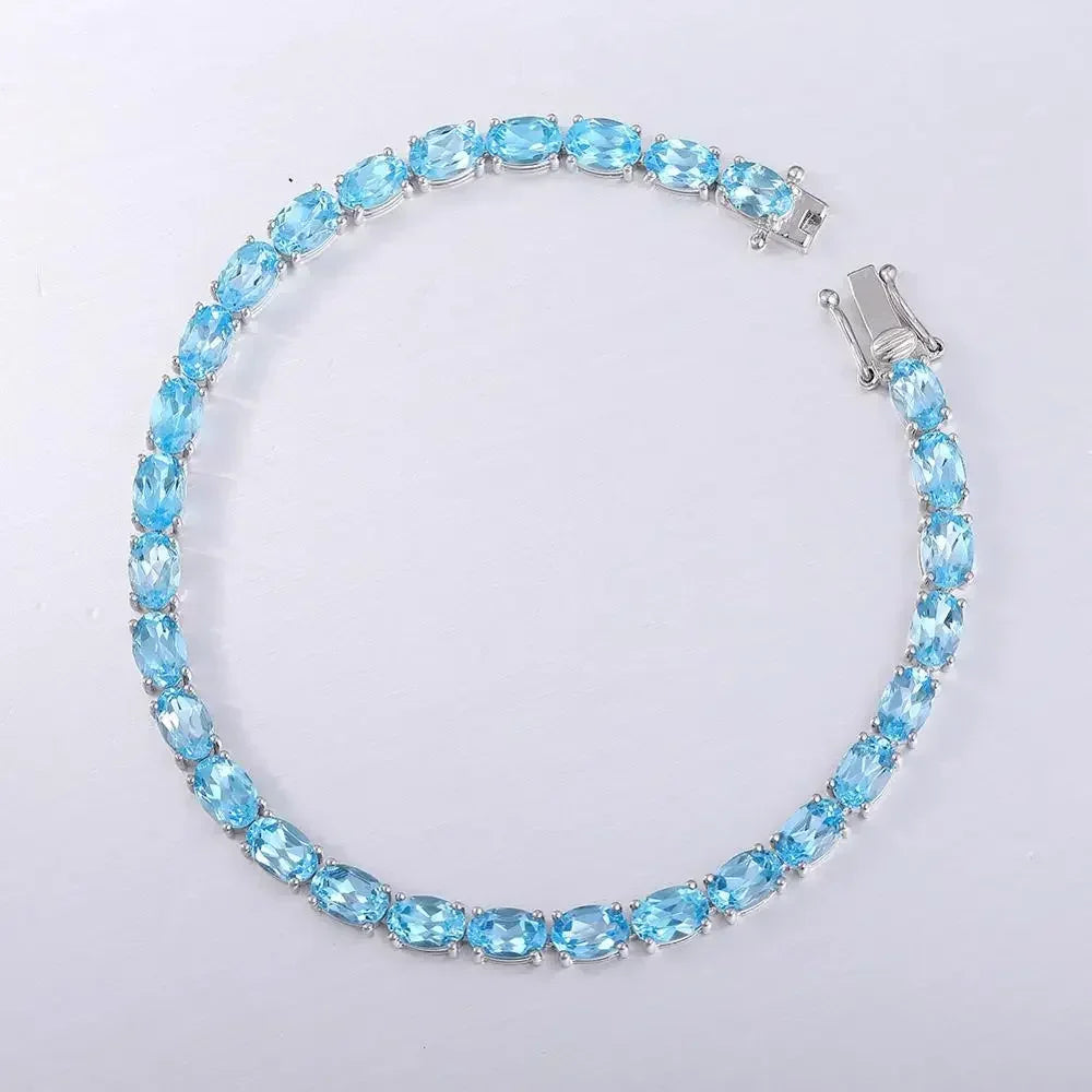 NATURAL SWISS BLUE TOPAZ OVAL RIVIERA - SWISS BLUE BRACELET