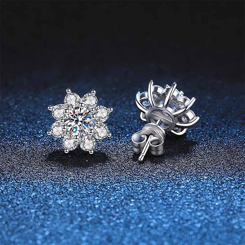 18K WHITE GOLD PLATED VVS1 DIAMOND MOISSANITE - MYSTIC PETALS EARRINGS