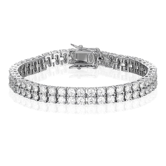 18K WHITE GOLD PLATED VVS1 DIAMOND MOISSANITE - DOUBLE ROW BRACELET