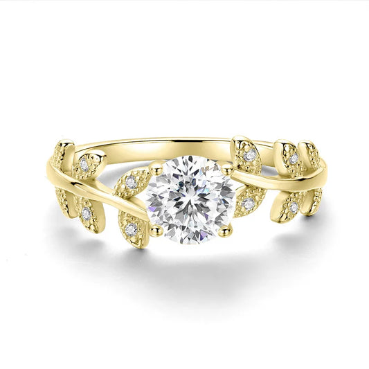 18K GOLD PLATED VVS1 DIAMOND MOISSANITE - FLOWERS D RING