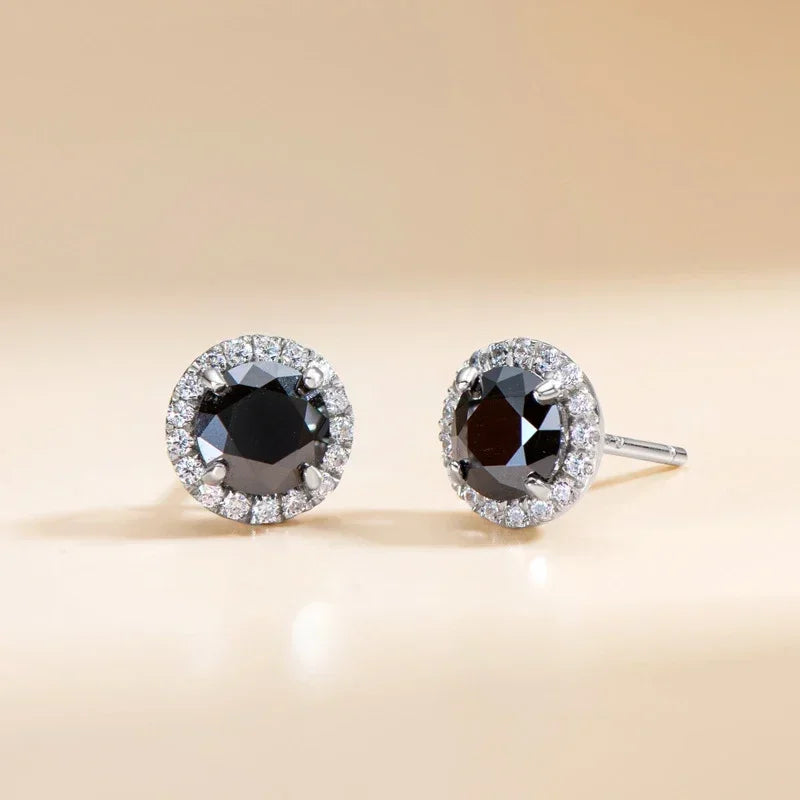 18K WHITE GOLD PLATED VVS1 BLACK MOISSANITE - MIDNIGHT EARRINGS