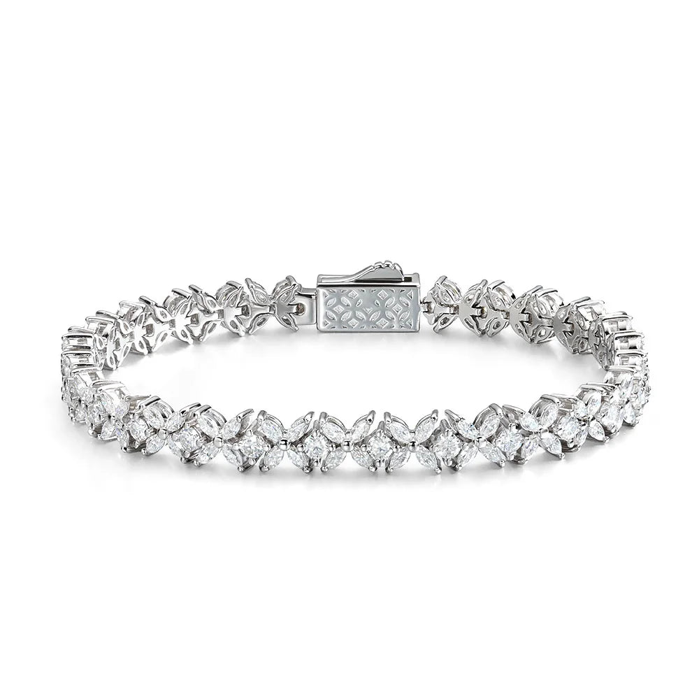 18K WHITE GOLD PLATED VVS1 MOISSANITE - MARQUISE BRACELET