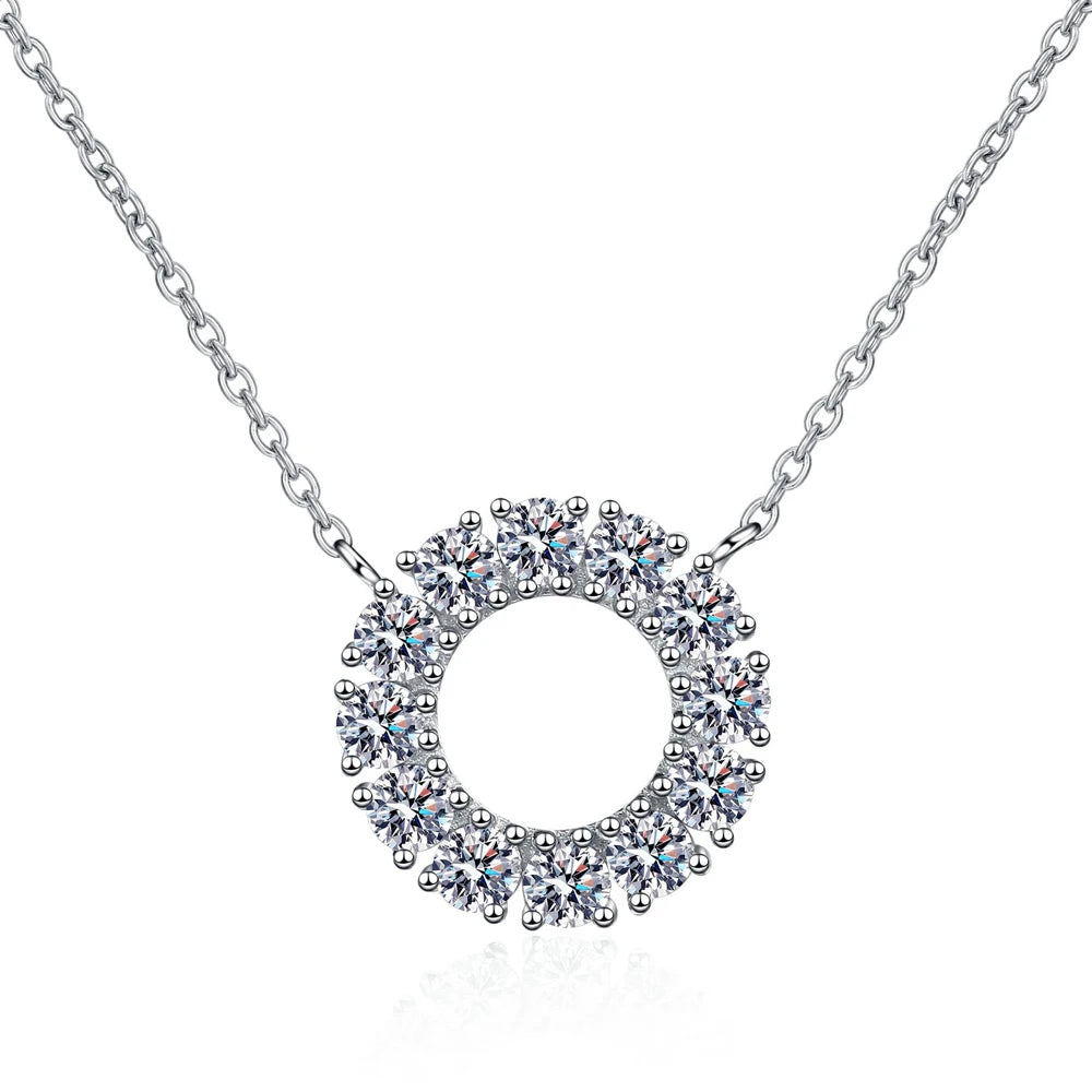 18K WHITE GOLD PLATED VVS1 DIAMOND MOISSANITE - CIRCLE NECKLACE