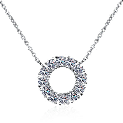 18K WHITE GOLD PLATED VVS1 DIAMOND MOISSANITE - CIRCLE NECKLACE