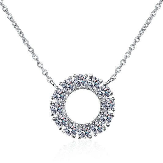 18K WHITE GOLD PLATED VVS1 DIAMOND MOISSANITE - CIRCLE NECKLACE