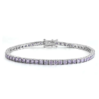 18K WHITE GOLD RIVIEIRA VVS1 DIAMOND MOISSANITE - PURPLE BRACELET