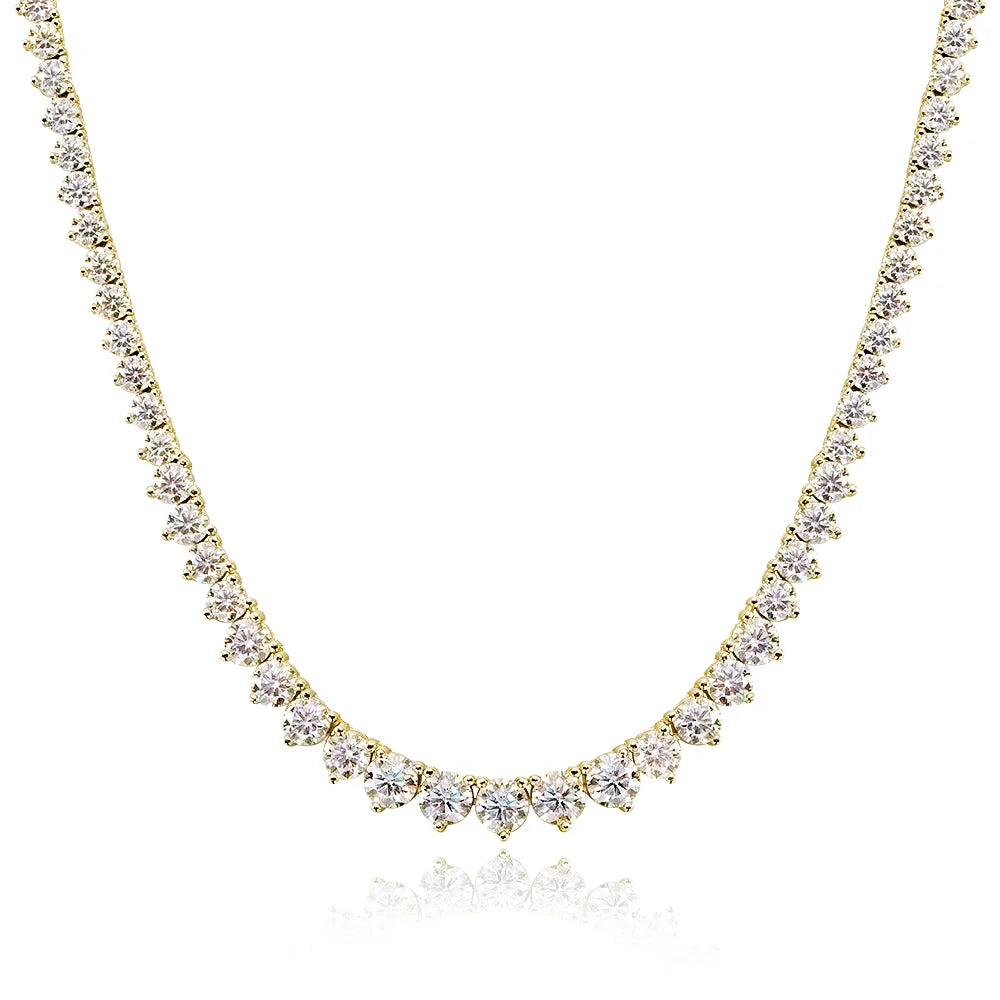 18K WHITE GOLD PLATED VVS1 DIAMOND MOISSANITE - DENT RIVIERA NECKLACE