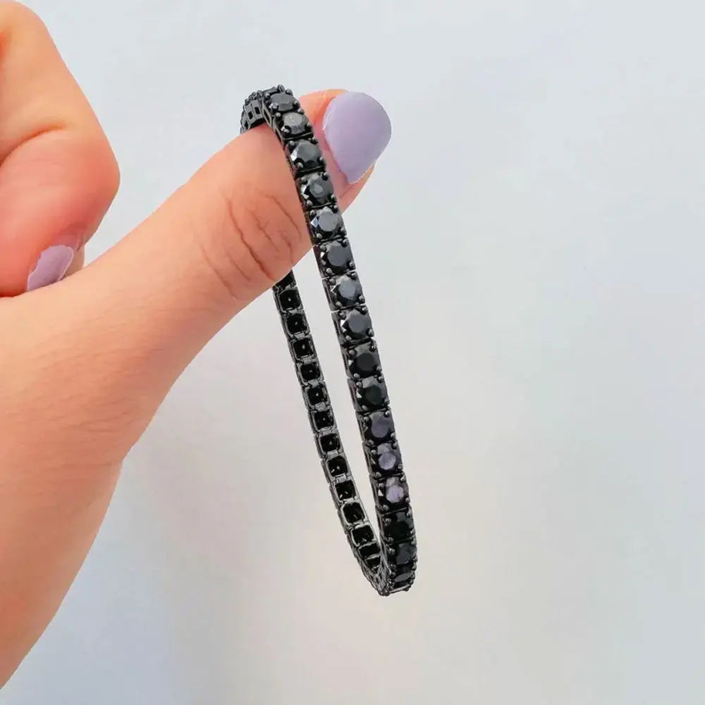 18K BLACK GOLD PLATED BLACK MOISSANITE 5MM - ETHEREAL GLOW BRACELET