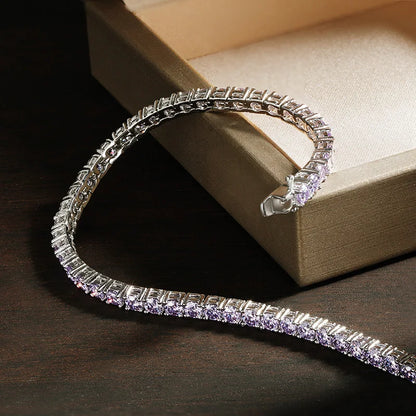 18K WHITE GOLD RIVIEIRA VVS1 DIAMOND MOISSANITE - PURPLE BRACELET