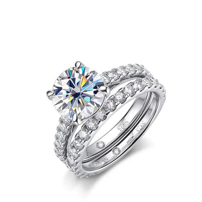 18K WHITE GOLD PLATED VVS1 DIAMOND MOISSANITE - SET RING