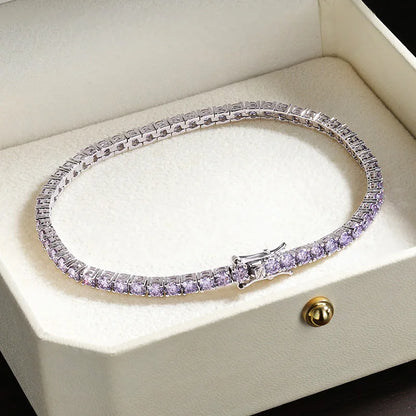 18K WHITE GOLD RIVIEIRA VVS1 DIAMOND MOISSANITE - PURPLE BRACELET