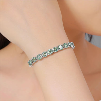 18K WHITE GOLD PLATED VVS1 GREEN MOISSANITE - GREEN II BRACELET