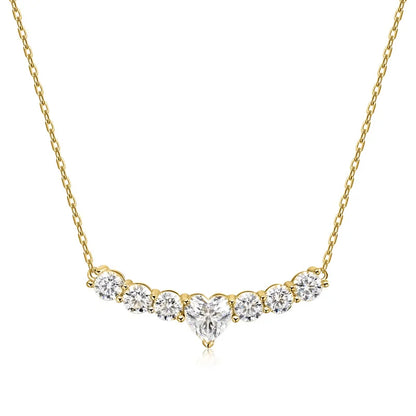 18K YELLOW GOLD PLATED VVS1 DIAMOND MOISSANITE - GOLDEN HEART NECKLACE