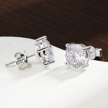 18K WHITE GOLD PLATED VVS1 DIAMOND MOISSANITE - 2CT GOLD LUXE EARRINGS