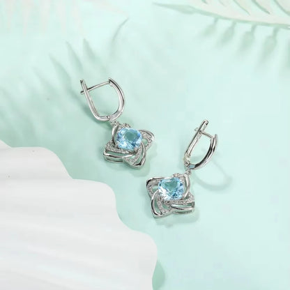 18K WHITE GOLD PLATED SKY BLUE TOPAZ - CLIP EARRINGS