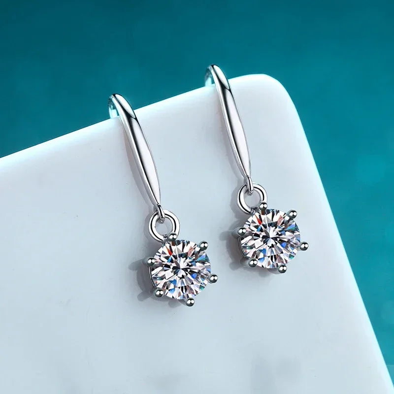 18K WHITE GOLD PLATED VVS1 DIAMOND MOISSANITE - SOLITAIRE LUXE EARRINGS