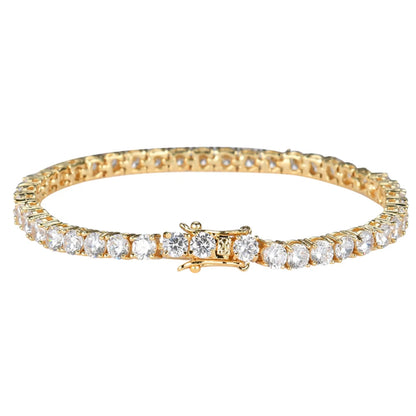 18K YELLOW GOLD PLATED VVS1 DIAMOND MOISSANITE - 5MM RIVIERA BRACELET