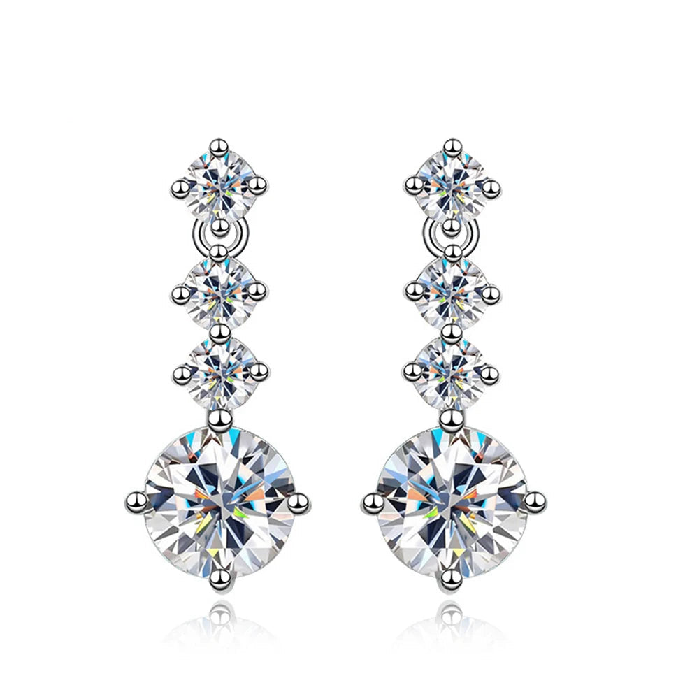 18K WHITE GOLD PLATED VVS1 DIAMOND MOISSANITE - STARS EARRINGS