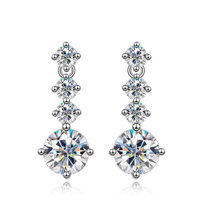 18K WHITE GOLD PLATED VVS1 DIAMOND MOISSANITE - STARS EARRINGS