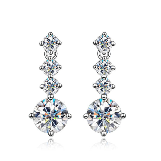 18K WHITE GOLD PLATED VVS1 DIAMOND MOISSANITE - STARS EARRINGS