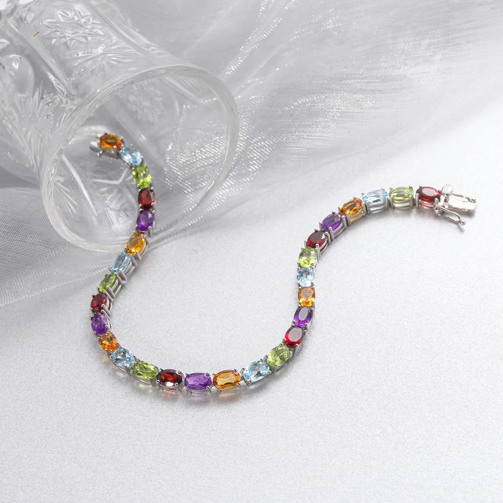 NATURAL GEMSTONE COLOURFUL RIVIERA - GALAXY BRACELET