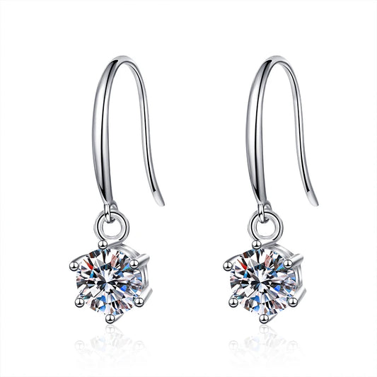 18K WHITE GOLD PLATED VVS1 DIAMOND MOISSANITE - SOLITAIRE LUXE EARRINGS