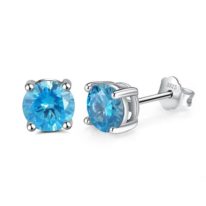 18K WHITE GOLD PLATED VVS1 COLOURFUL MOISSANITE - SOLITAIRE EARRINGS