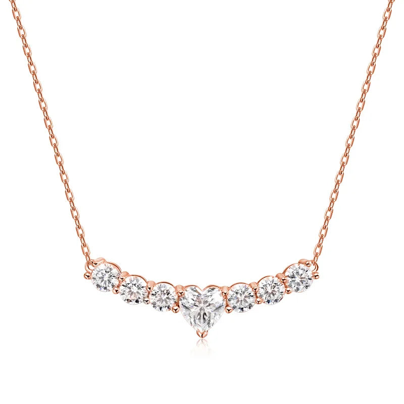 18K ROSE GOLD PLATED VVS1 DIAMOND MOISSANITE - GOLDEN HEART NECKLACE