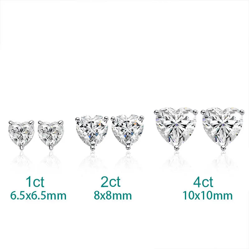 18K WHITE GOLD PLATED VVS1 DIAMOND MOISSANITE - CROWN HEART EARRINGS