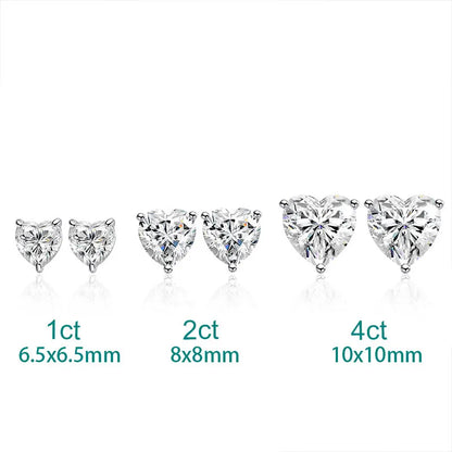 18K WHITE GOLD PLATED VVS1 DIAMOND MOISSANITE - CROWN HEART EARRINGS