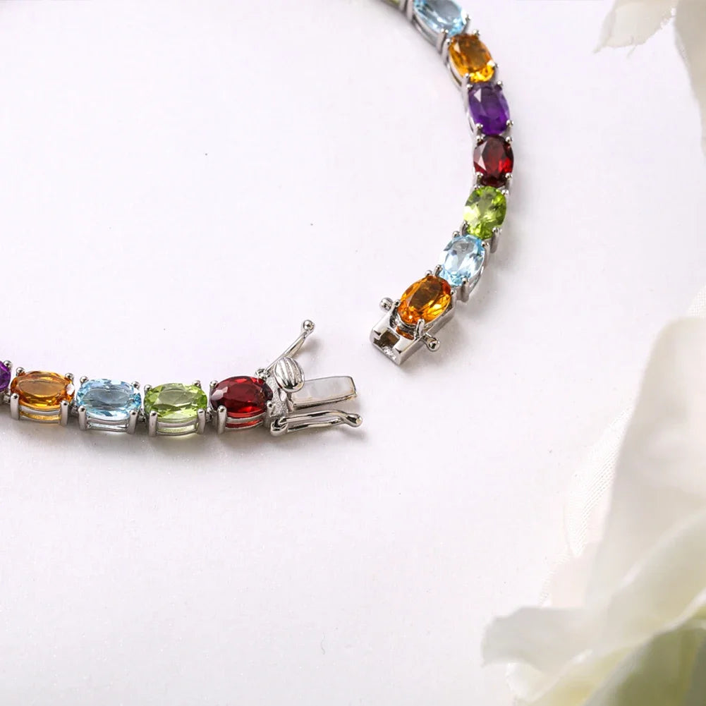 NATURAL GEMSTONE COLOURFUL RIVIERA - GALAXY BRACELET