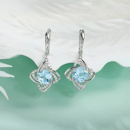 18K WHITE GOLD PLATED SKY BLUE TOPAZ - CLIP EARRINGS